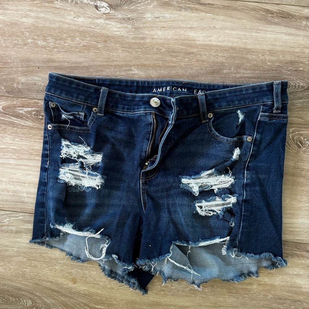 American Eagle Outfitters Distressed Denim Shorts - Navy